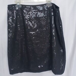 Ann Taylor Black Sequined Skirt Size 8, Lined, 15.5" Flat Waist, 20.5" Hip, 20"L
